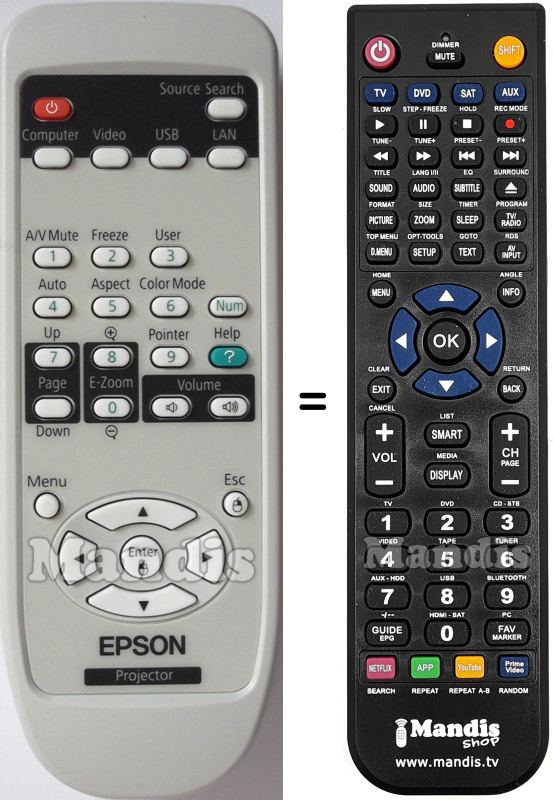 Replacement remote control Epson EB-450WI