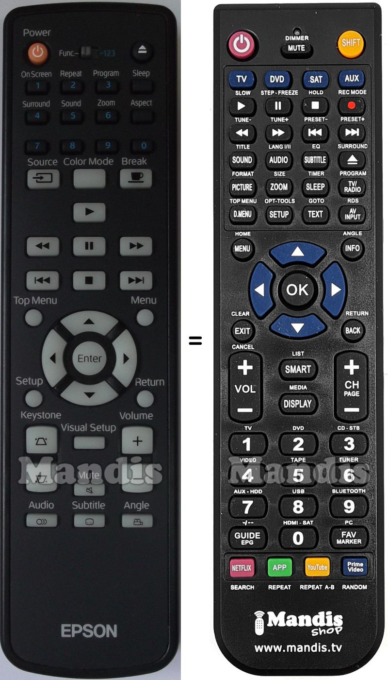 Replacement remote control Epson EH-DM2