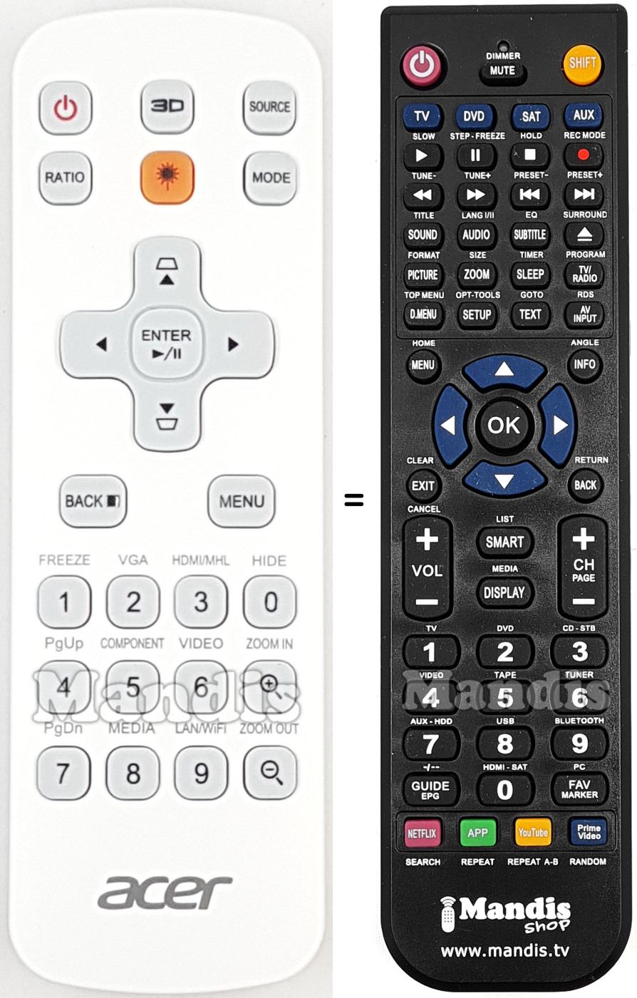 Replacement remote control Acer MCJMV11007