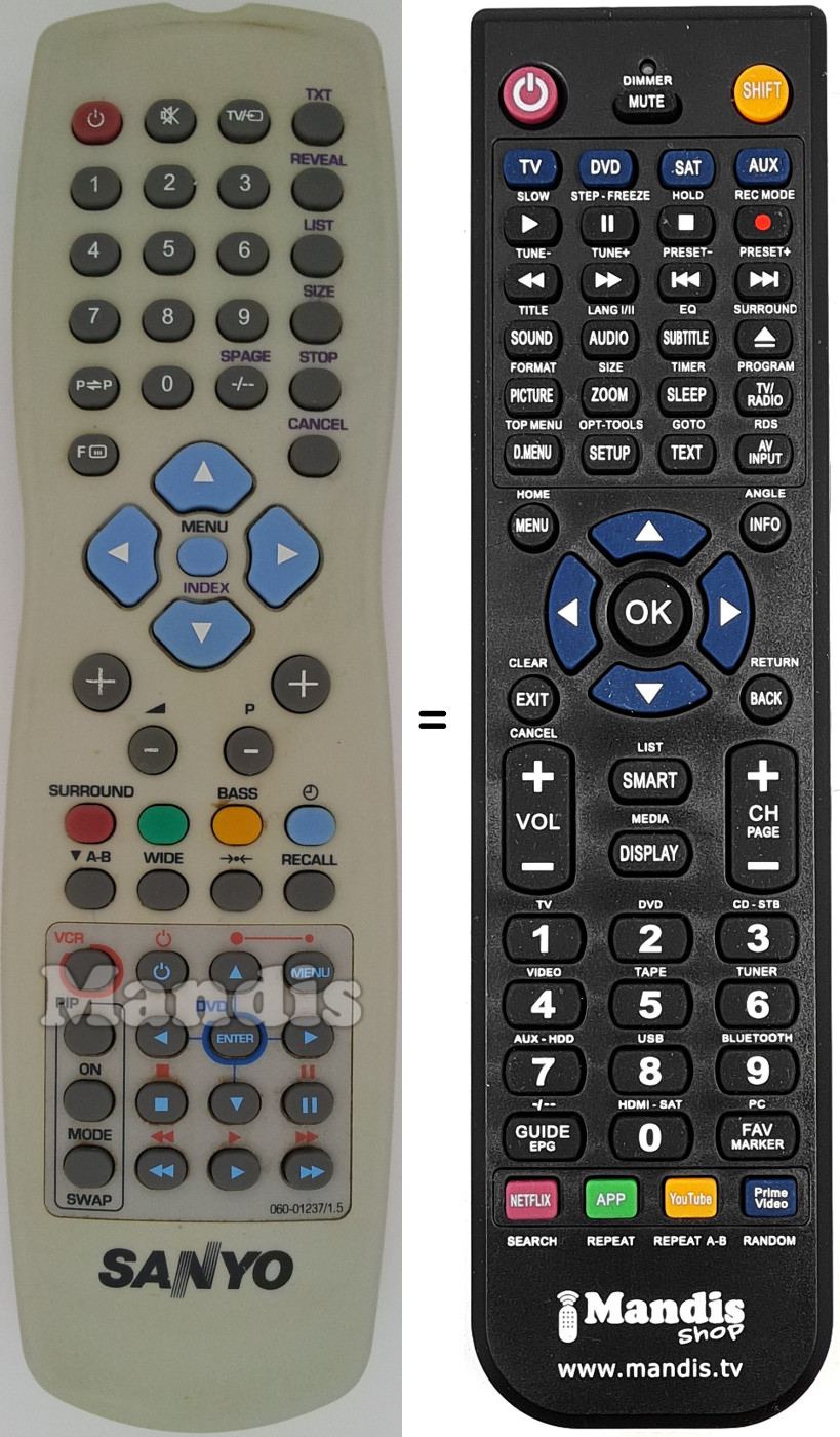 Télécommande équivalente 0600123715