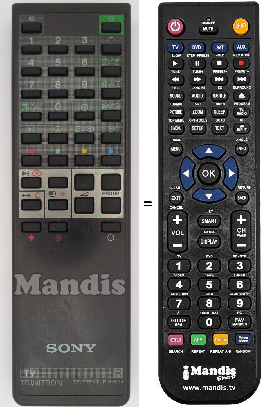 Télécommande équivalente Sony RM-694