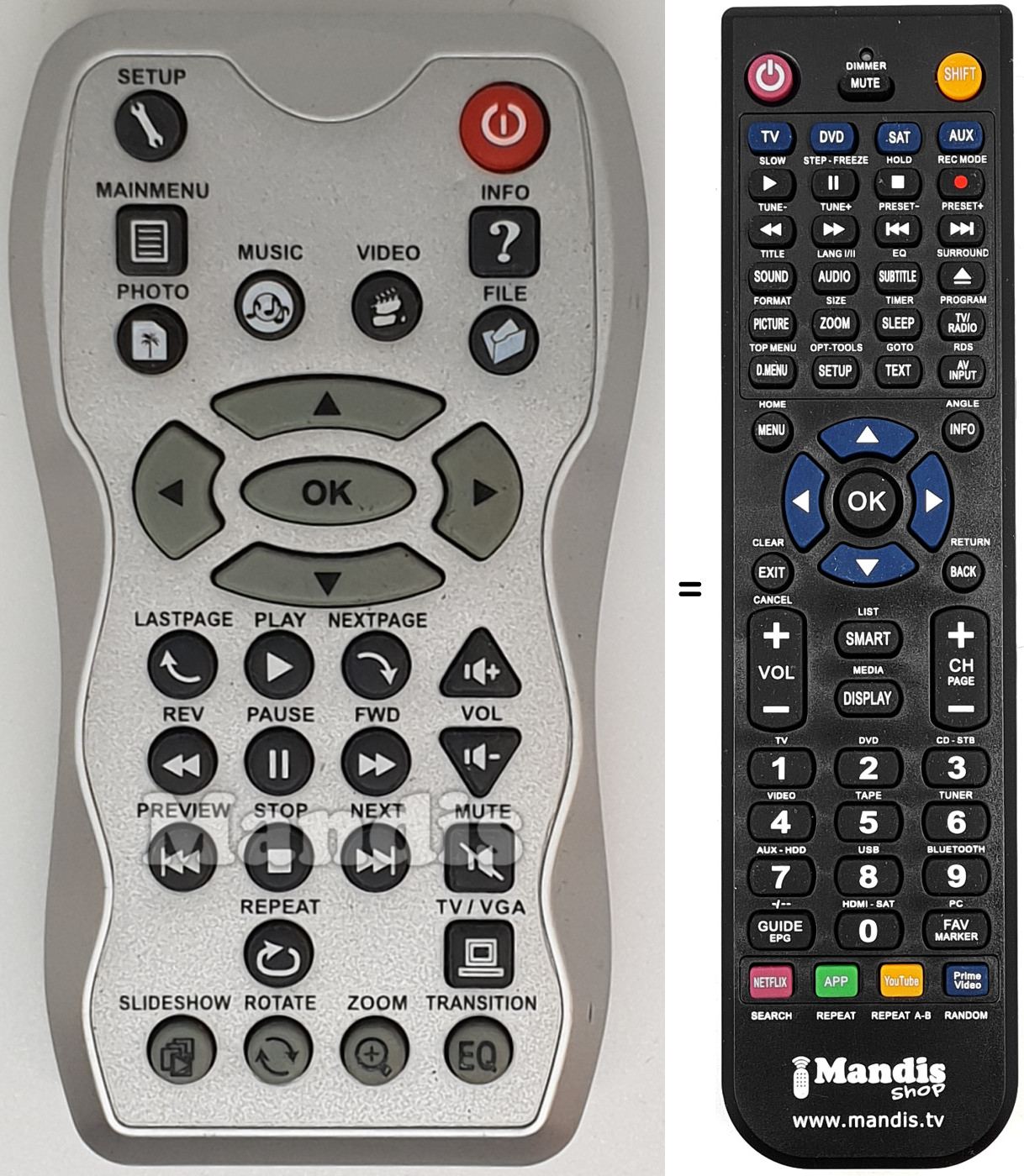Télécommande équivalente REMCON1557