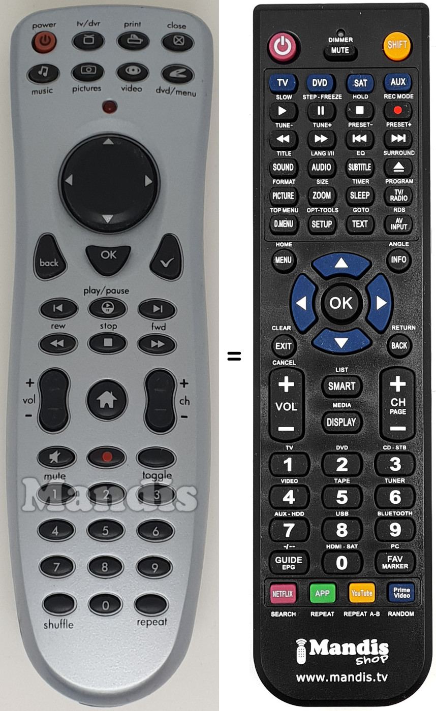 Télécommande équivalente REMCON1561