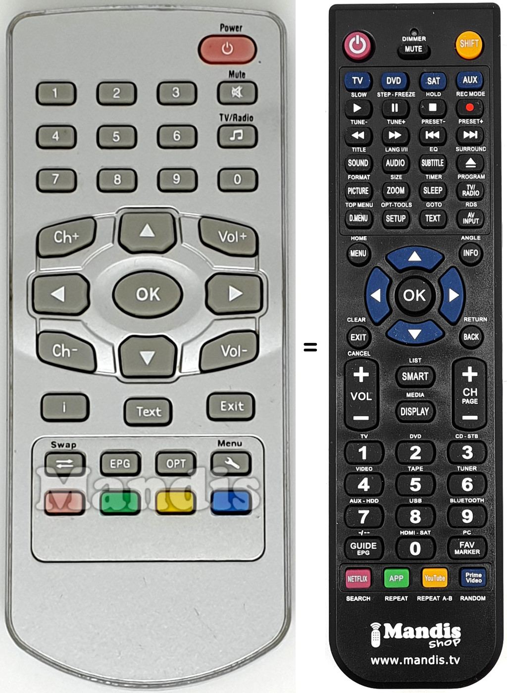 Télécommande équivalente REMCON586
