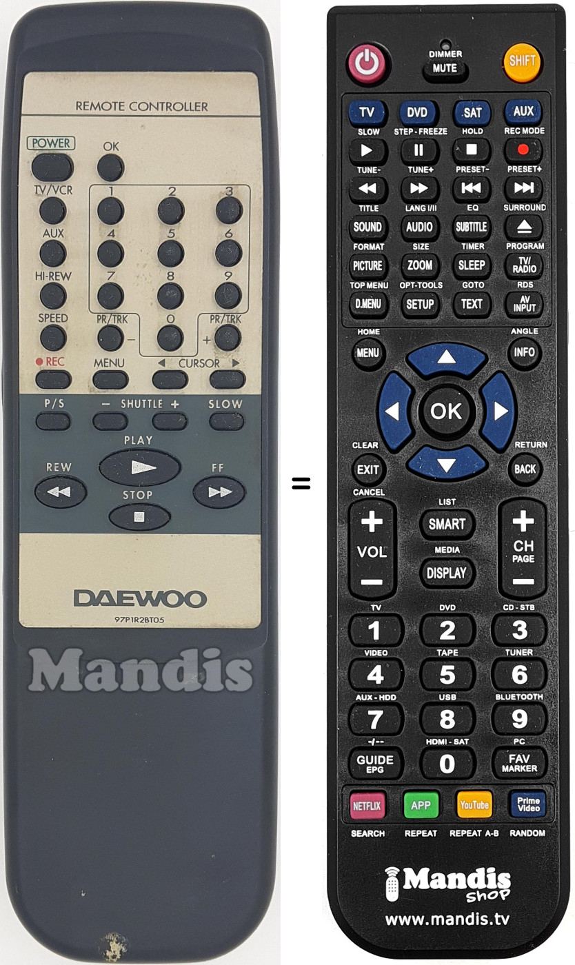 Télécommande équivalente 97P1R2BT05