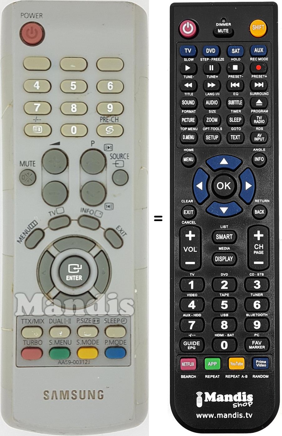 Télécommande équivalente Samsung AA59-00312J