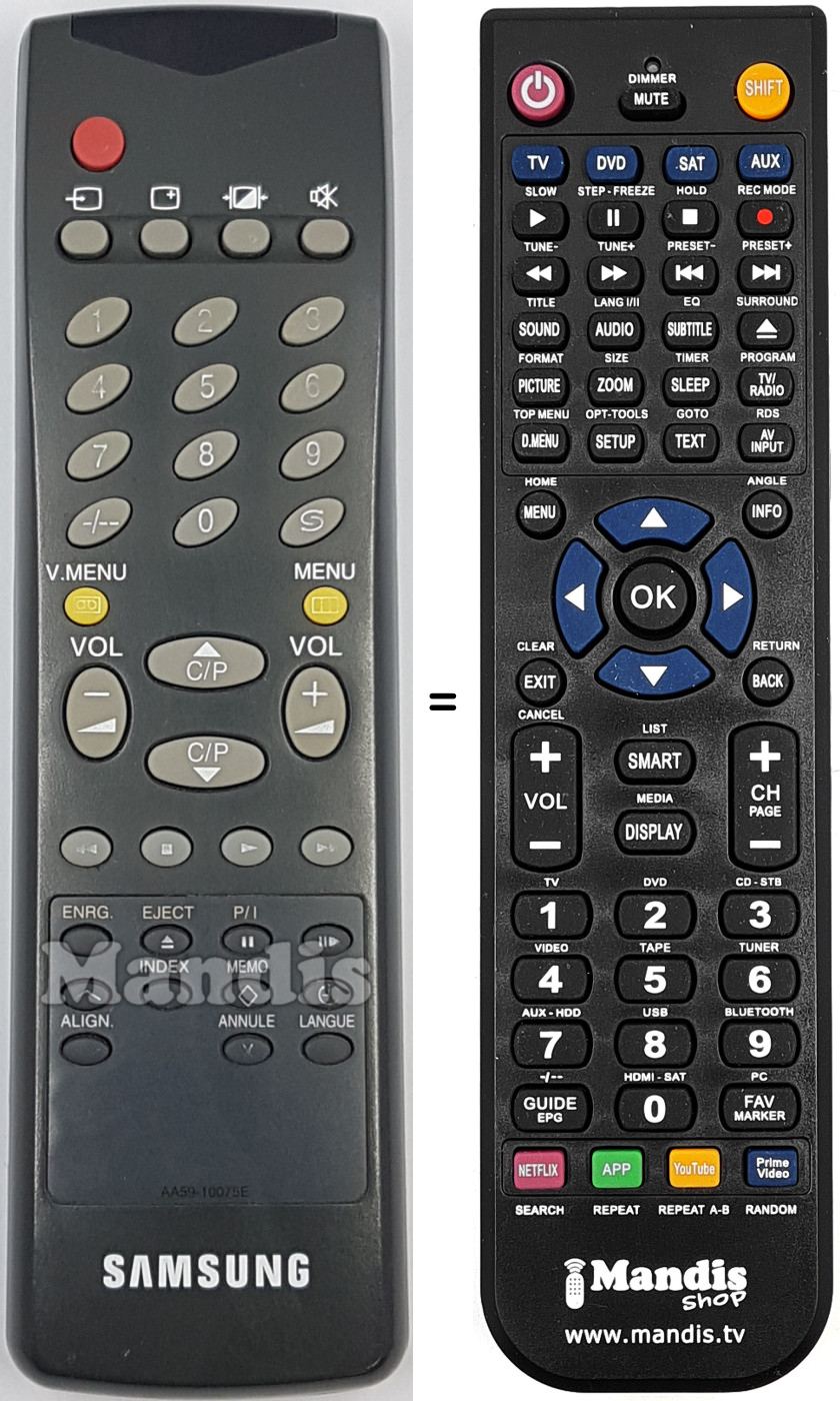 Télécommande équivalente AA59-10075E
