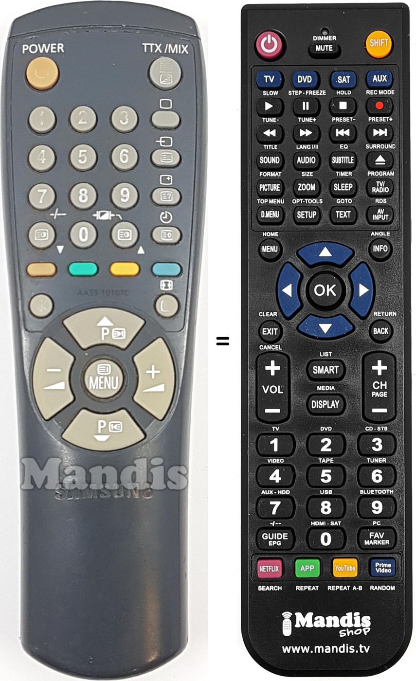 Télécommande équivalente AA59-10107C