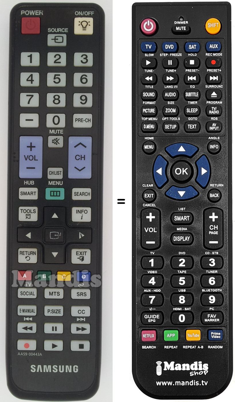 Télécommande équivalente AA59-00443A