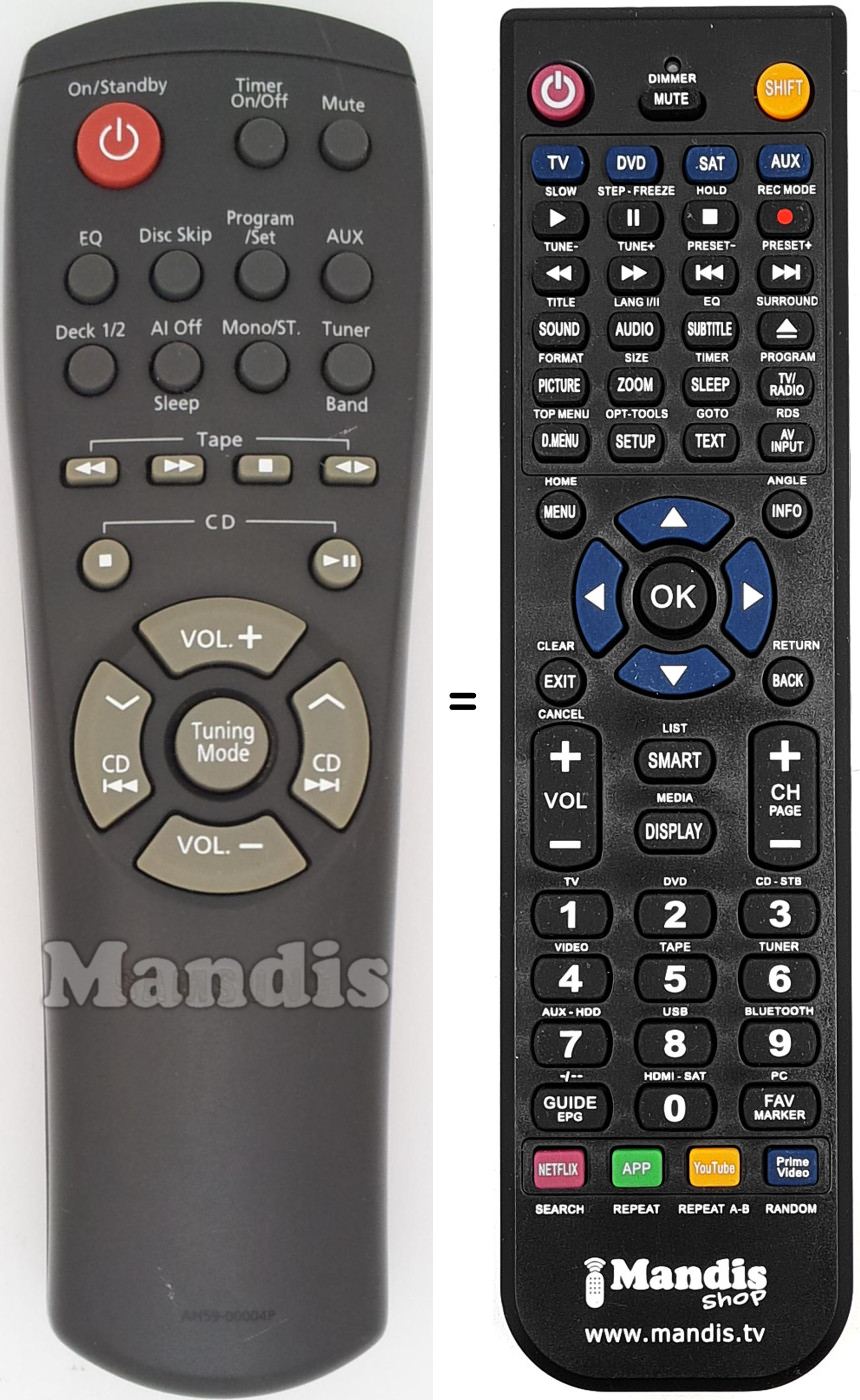 Télécommande équivalente Samsung AH59-00004 P