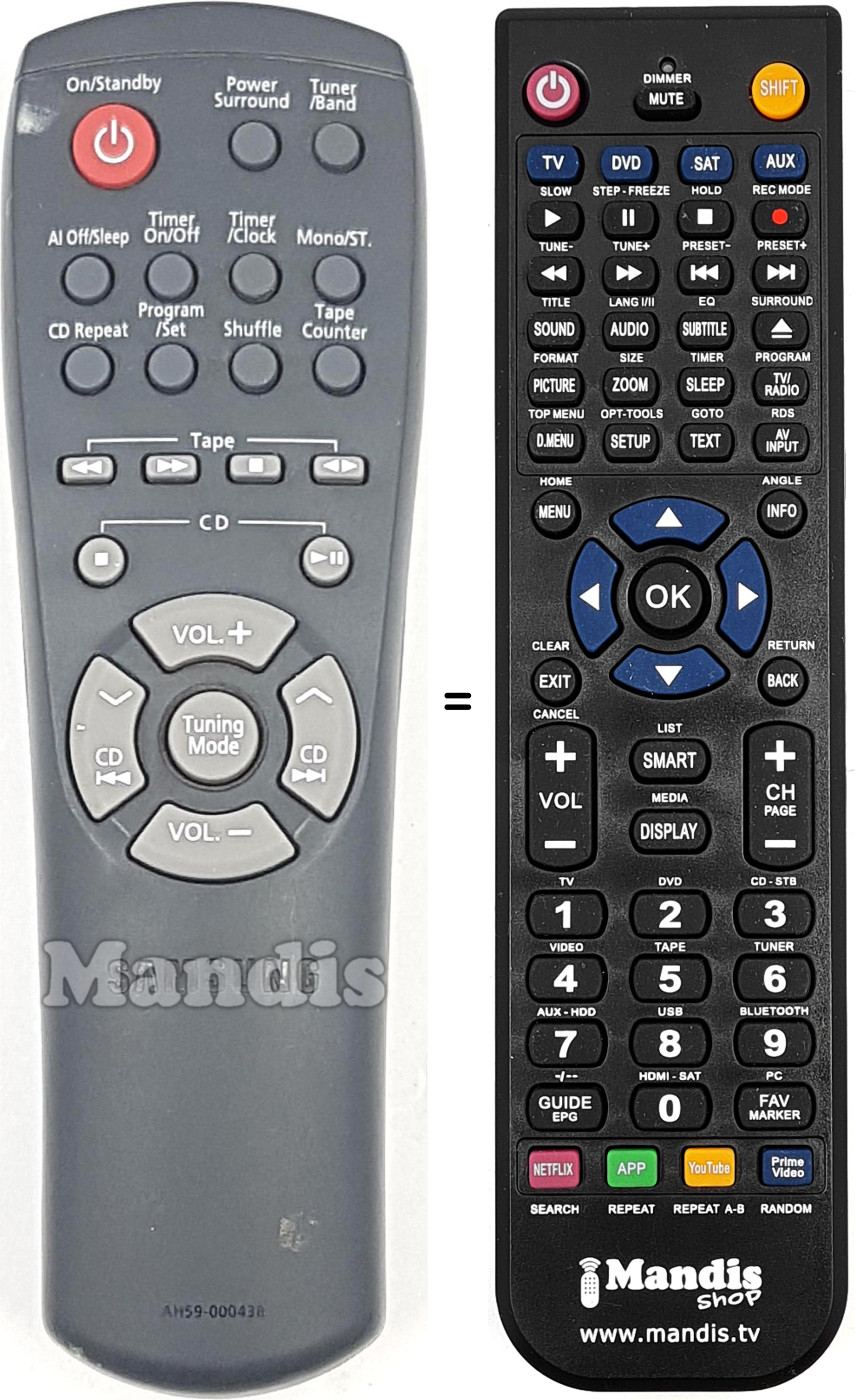 Télécommande équivalente AH59-000438