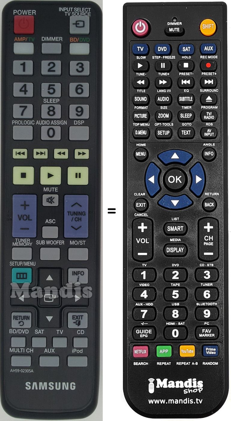 Télécommande équivalente Samsung AH5902305A