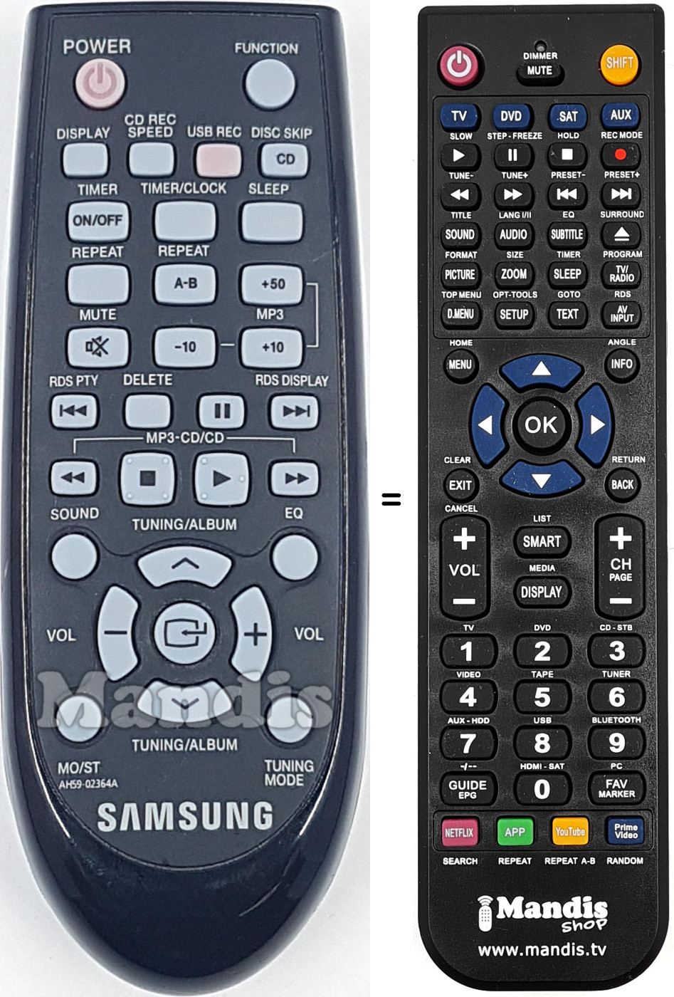 Télécommande équivalente AH59-02364A