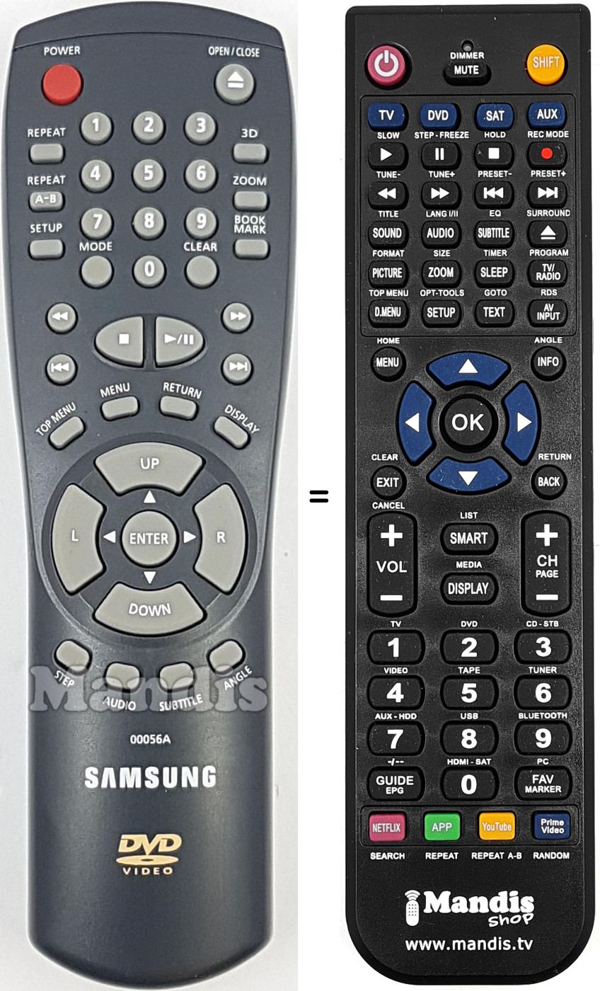 Télécommande équivalente Samsung 00056A
