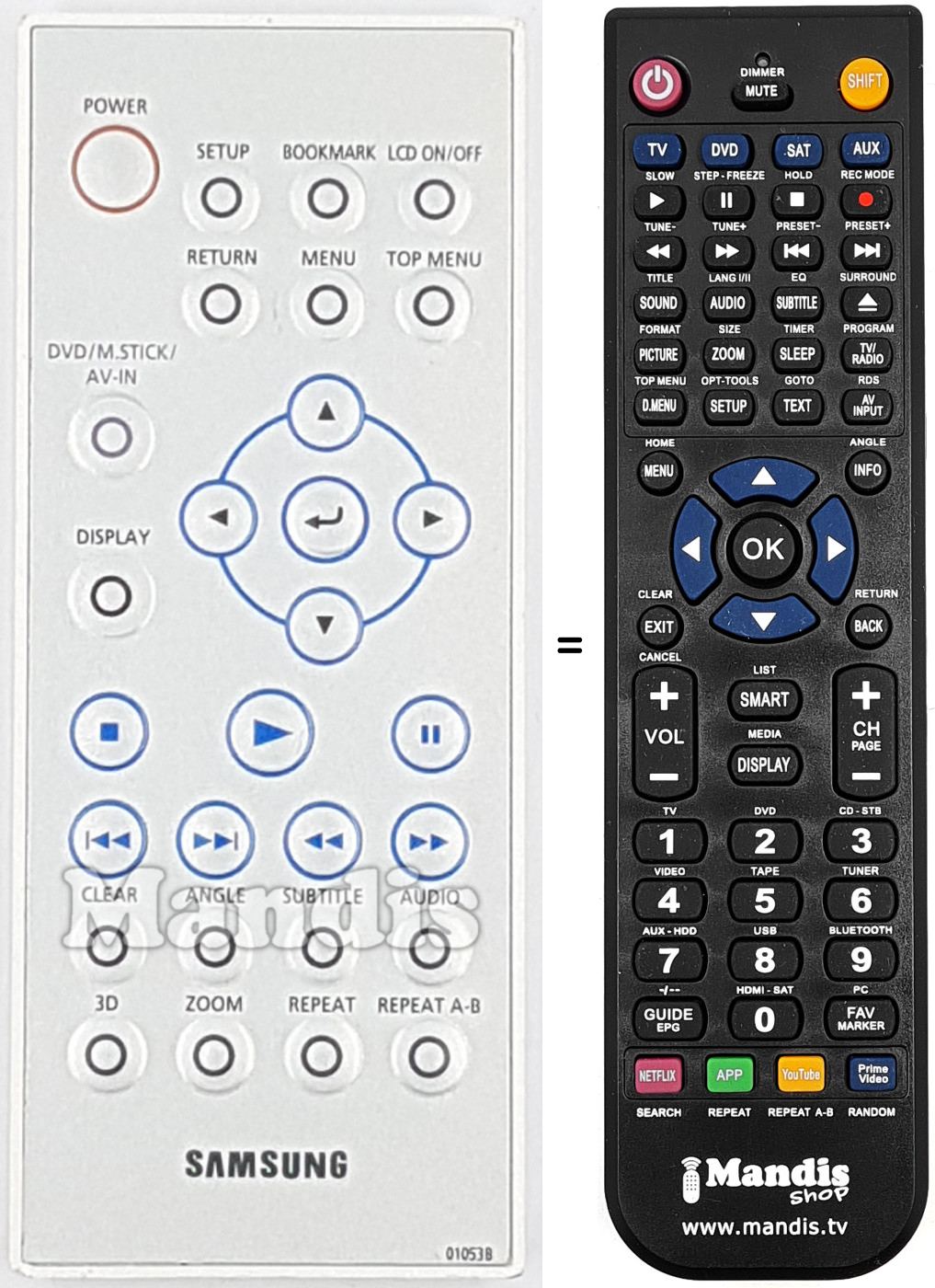 Télécommande équivalente Samsung AH5901053B
