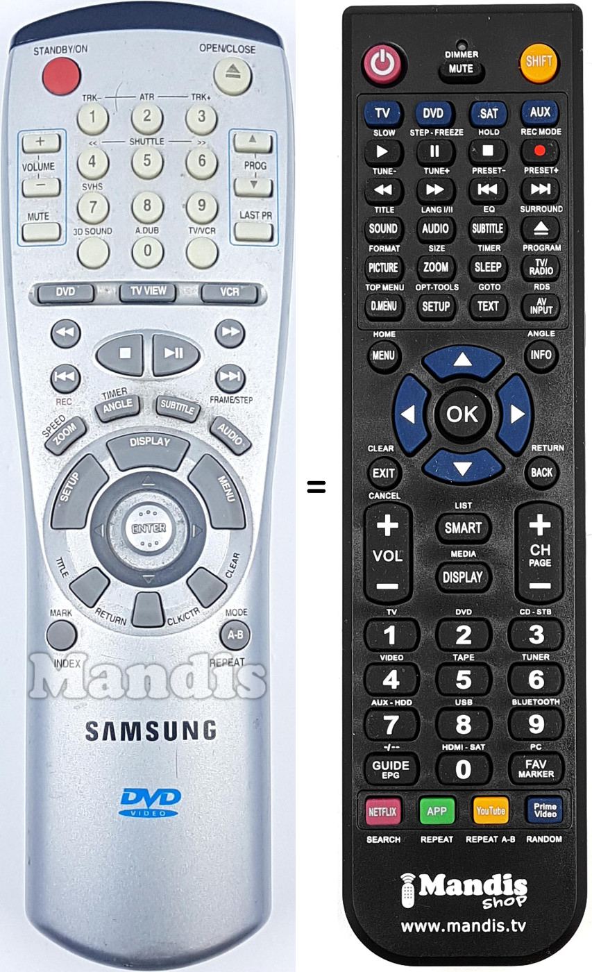 Télécommande équivalente AH64-50361A DVD909