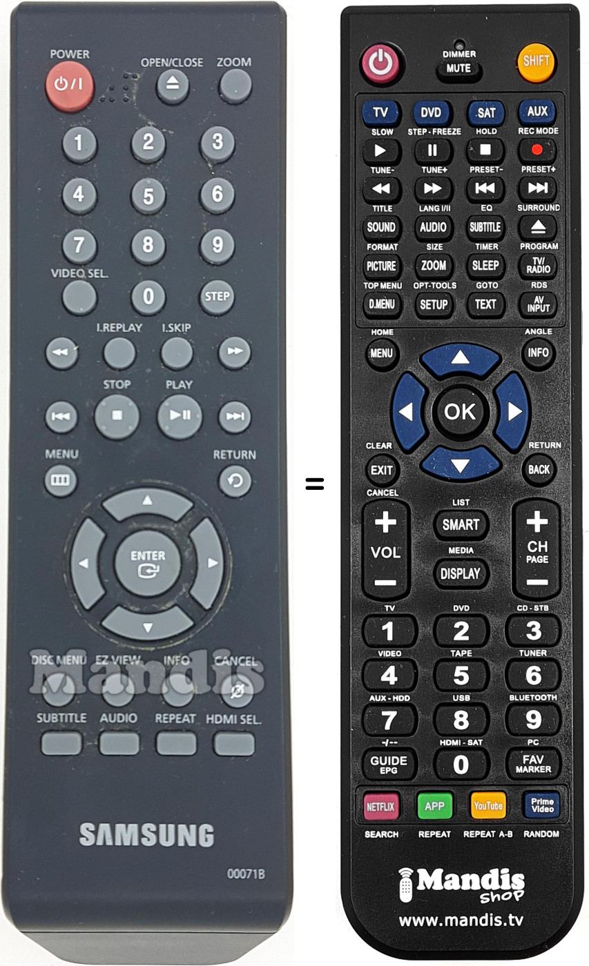 Télécommande équivalente Samsung AK5900071B