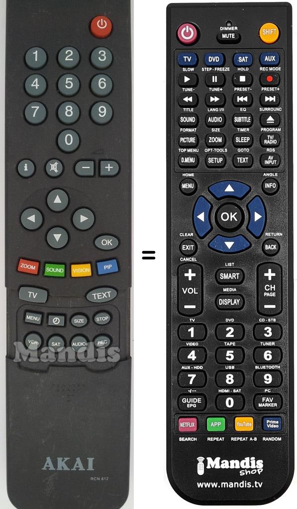 Télécommande équivalente RCN612