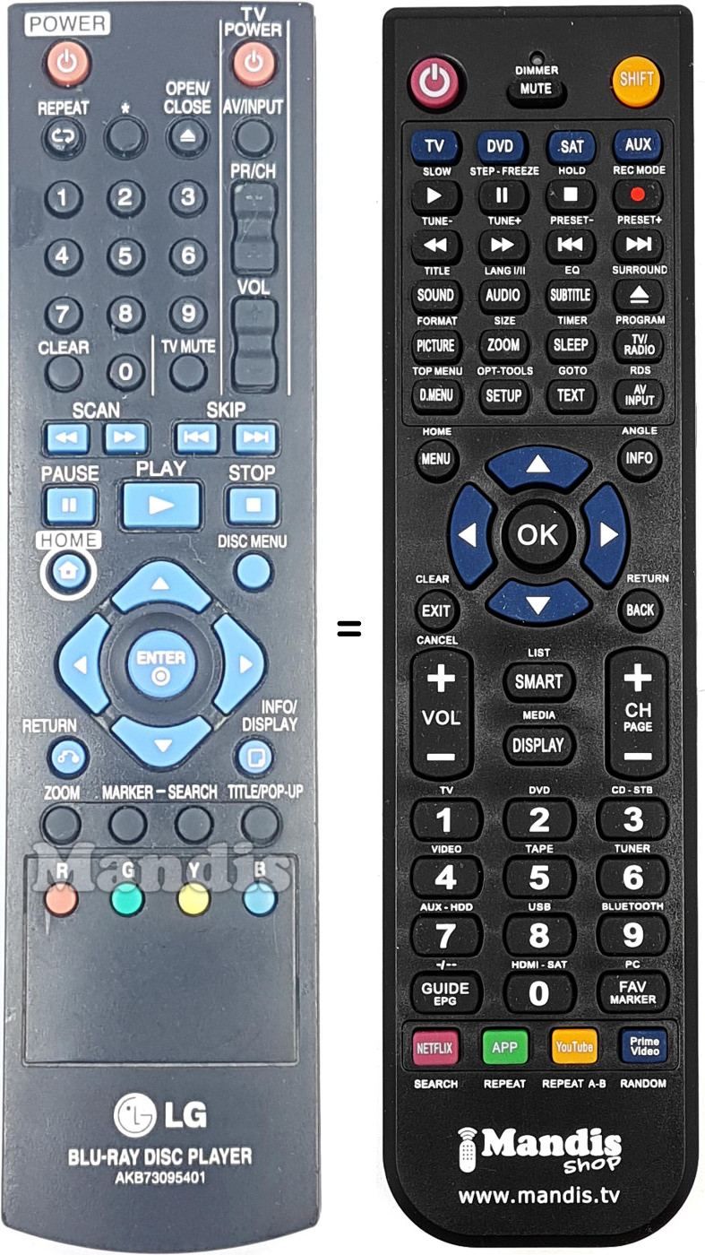 Télécommande équivalente LG AKB73095401