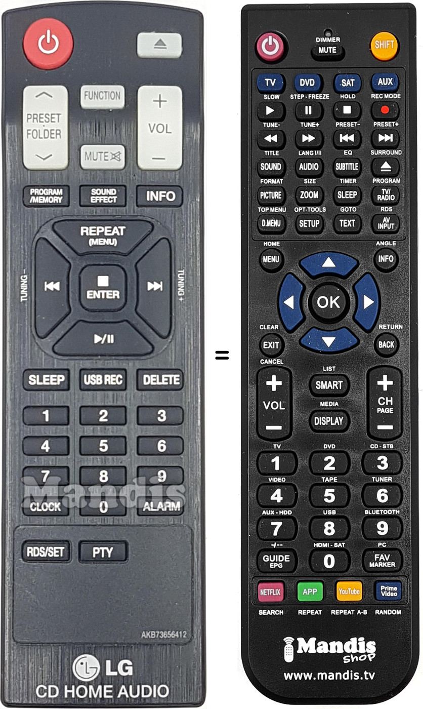 Télécommande équivalente AKB73656412
