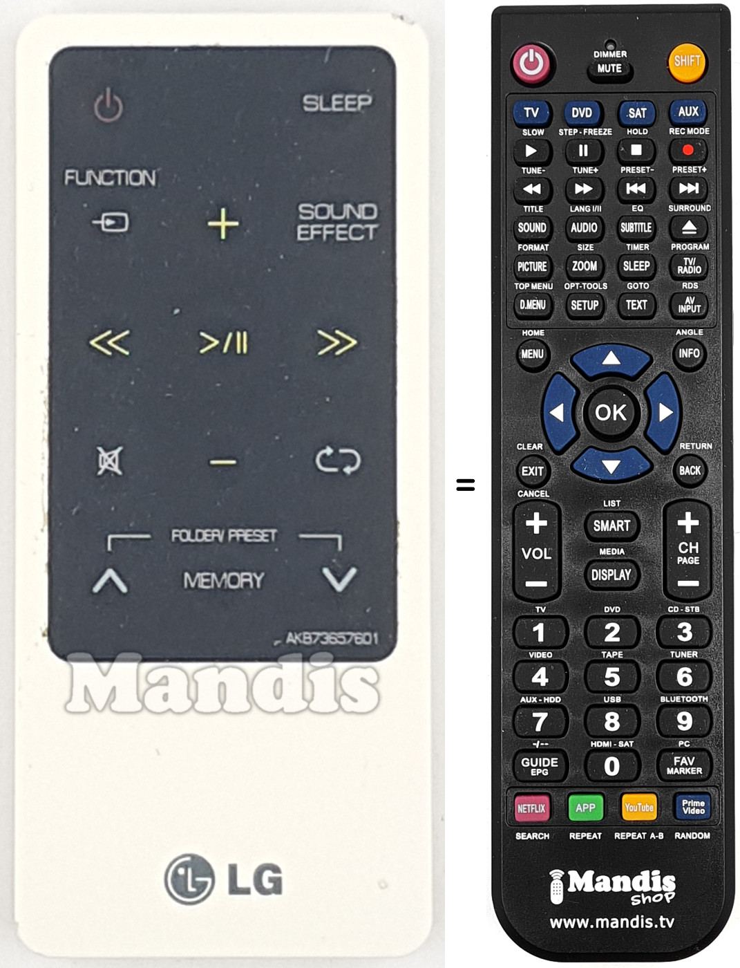 Télécommande équivalente AKB7367601