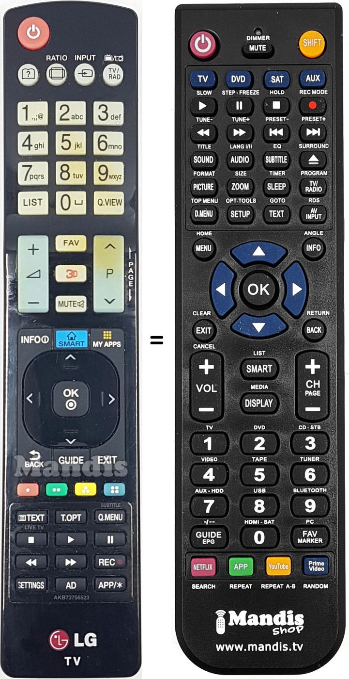 Télécommande équivalente AKB73756523