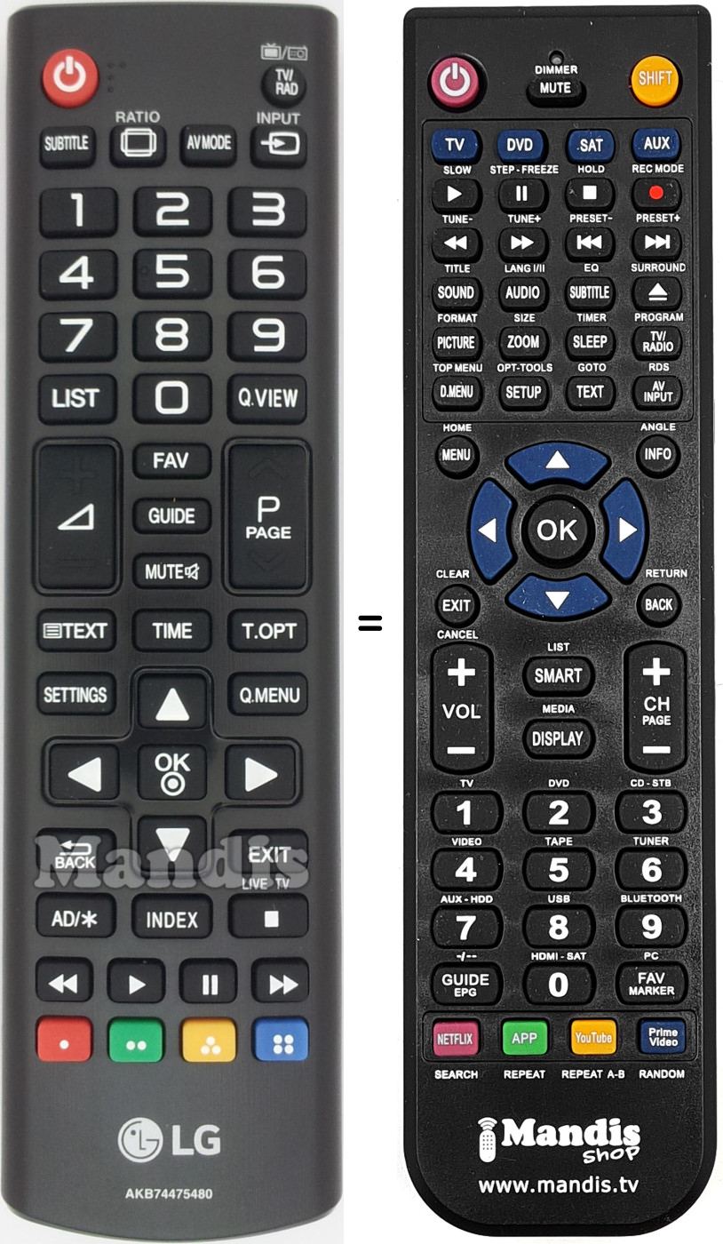 Télécommande équivalente AKB74475480