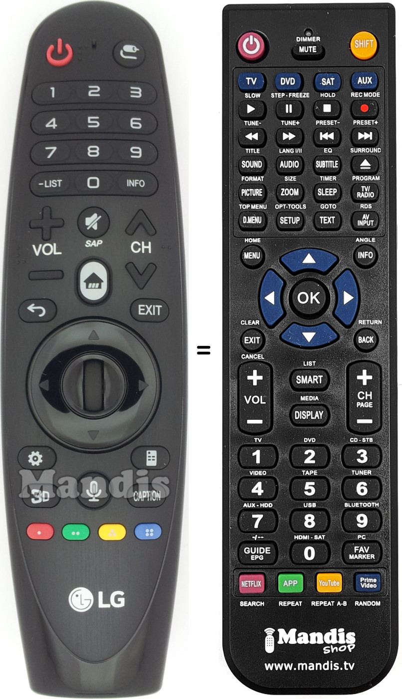 Télécommande équivalente LG AKB74495302