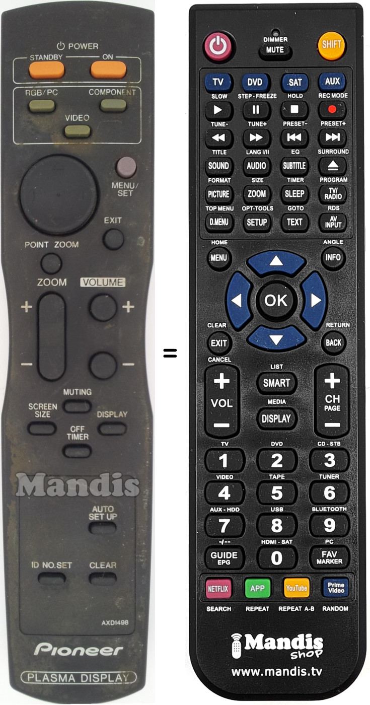 Télécommande équivalente Pioneer AXD 1498