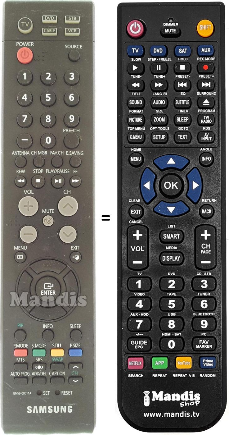 Télécommande équivalente Samsung BN59-00511A