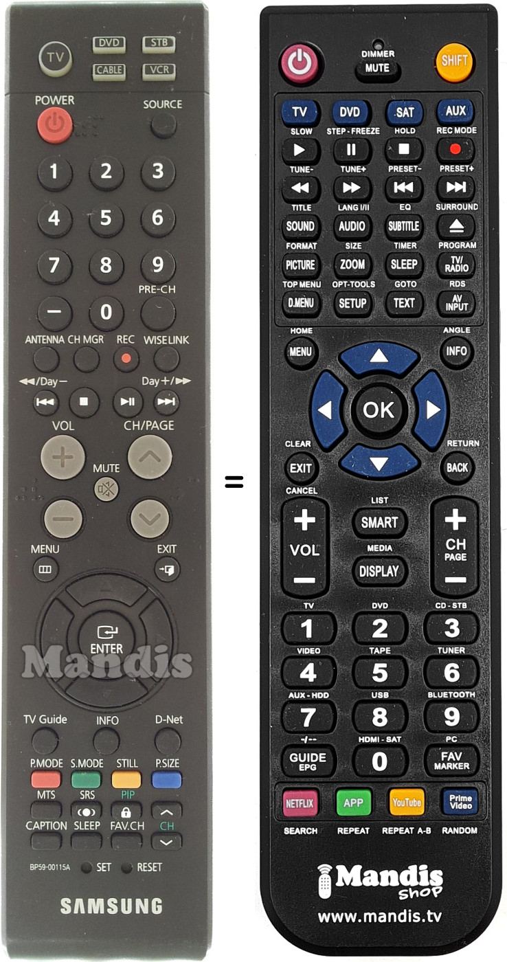 Télécommande équivalente BP59-00115A