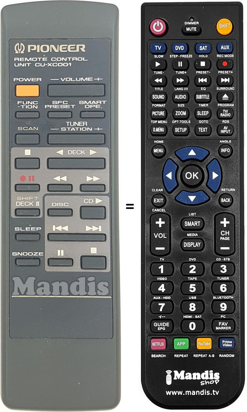 Télécommande équivalente CU-XC001