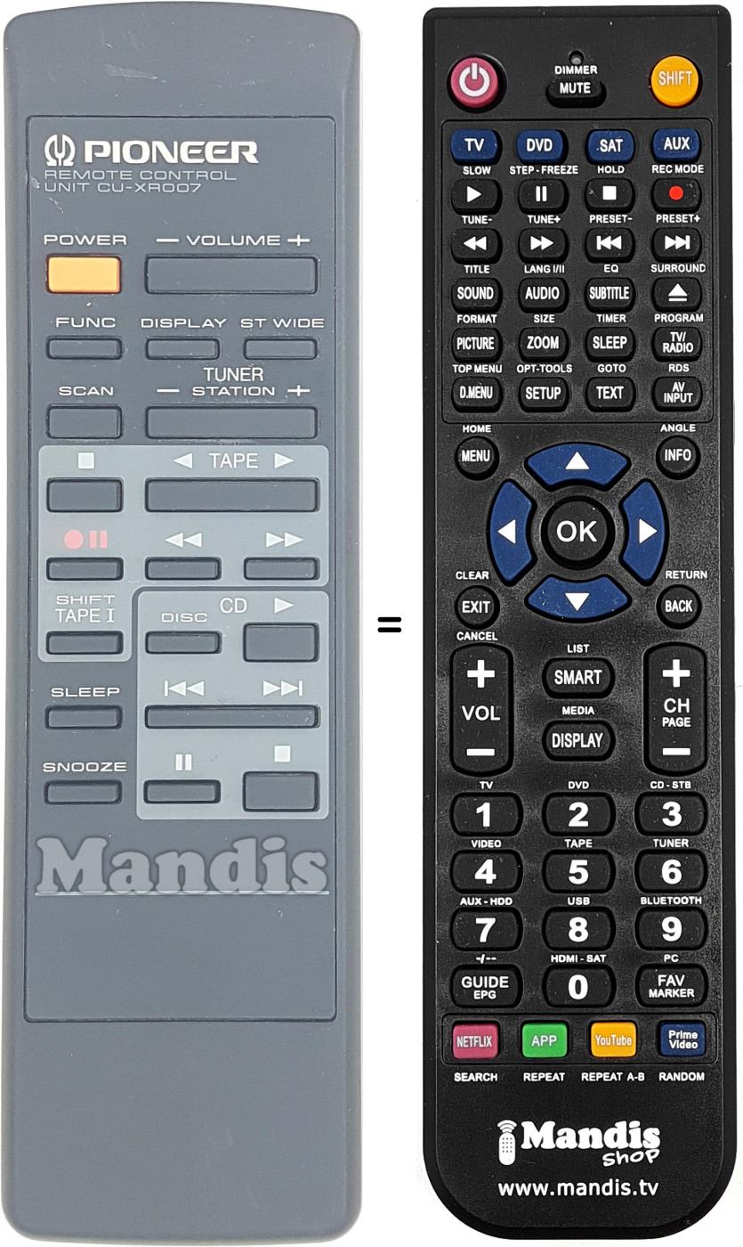 Télécommande équivalente CU-XR007