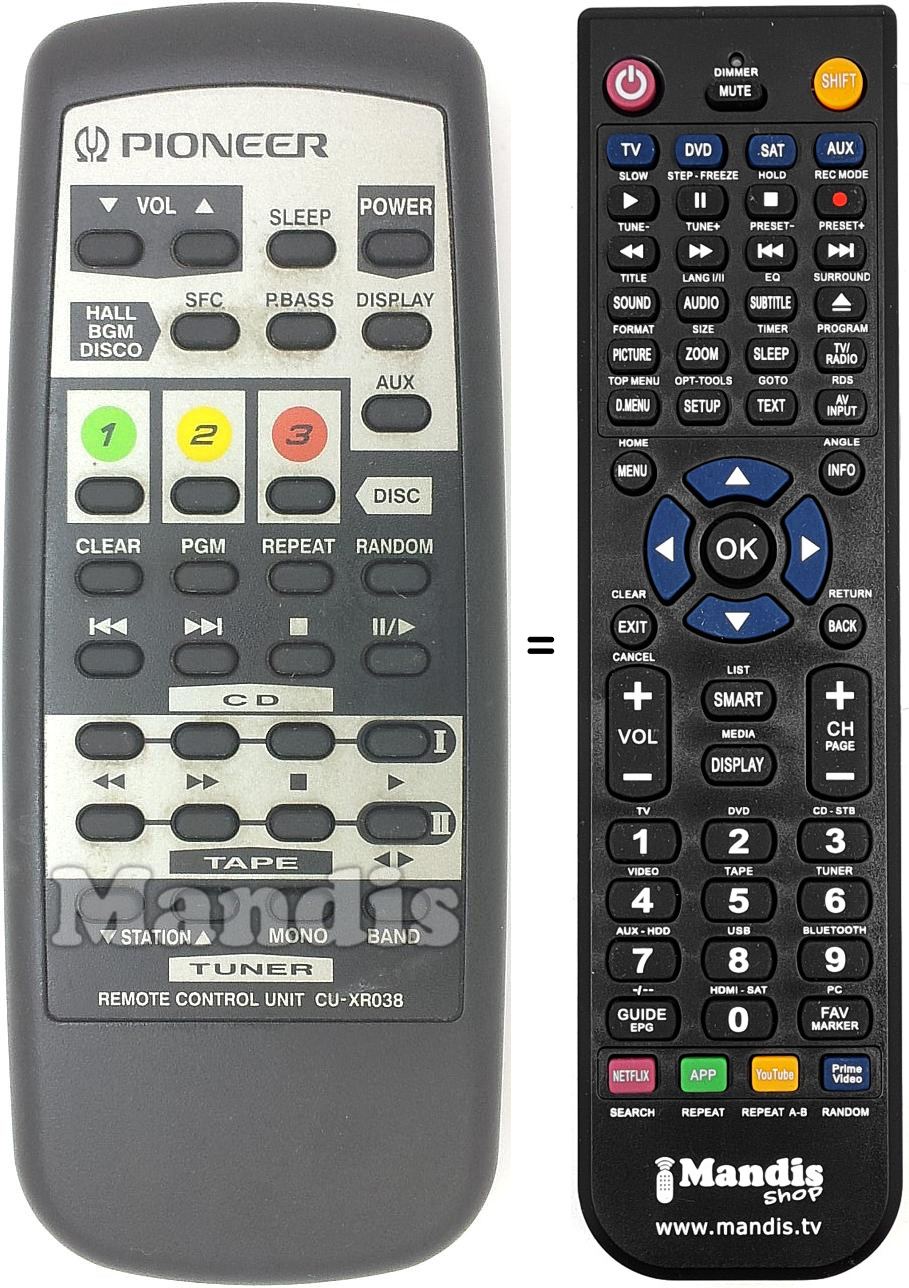 Télécommande équivalente CU-XR038