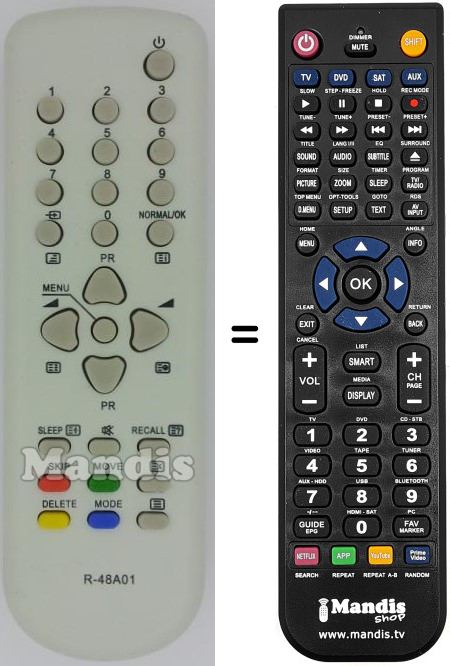 Télécommande équivalente Daewoo R-48 A 01