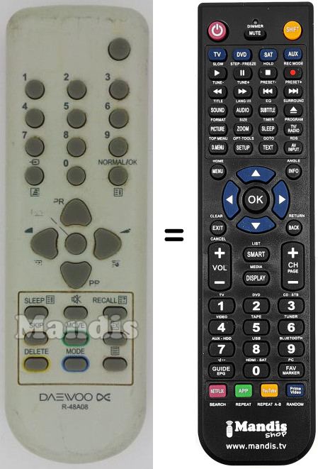 Télécommande équivalente Daewoo R-48A08