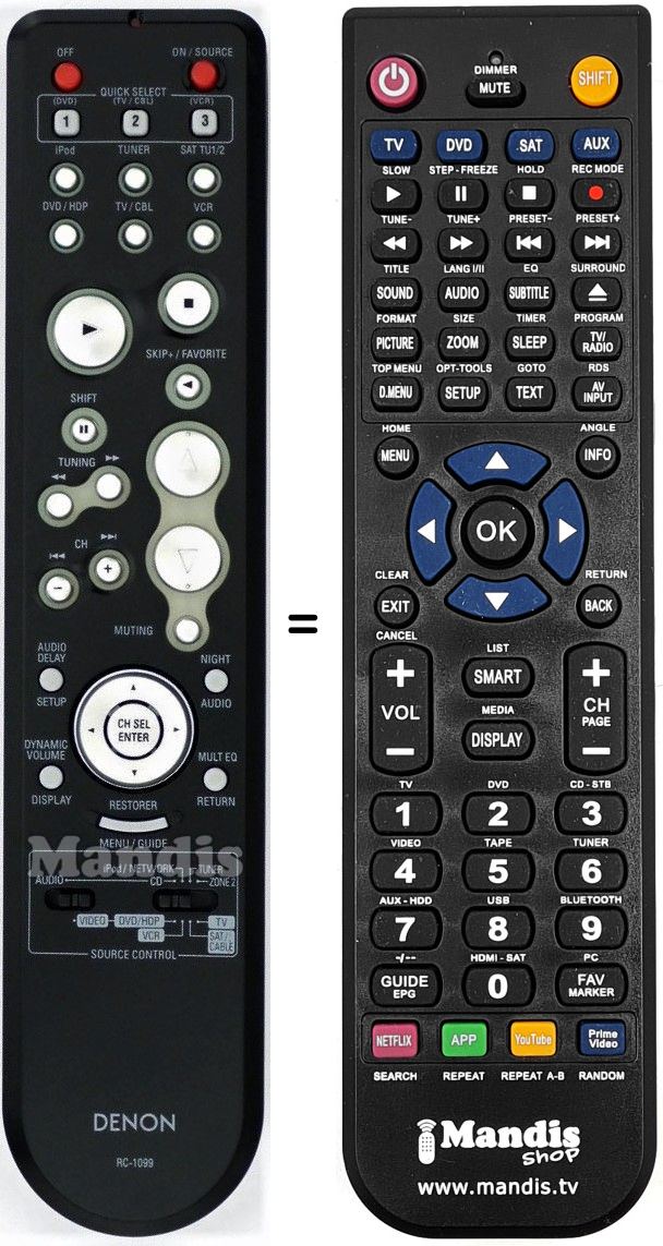 Télécommande équivalente Denon RC1099