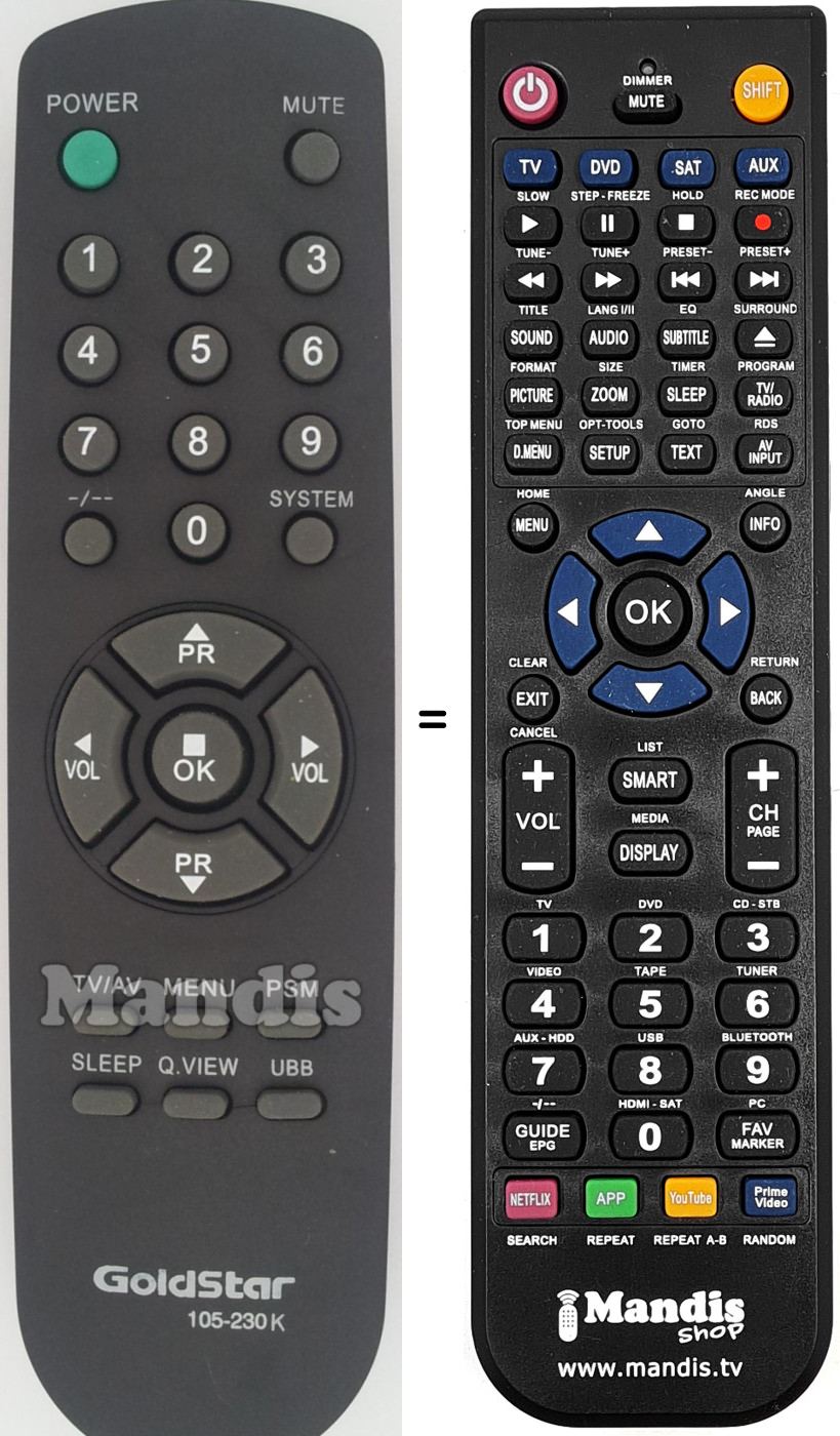 Télécommande équivalente 105-230K