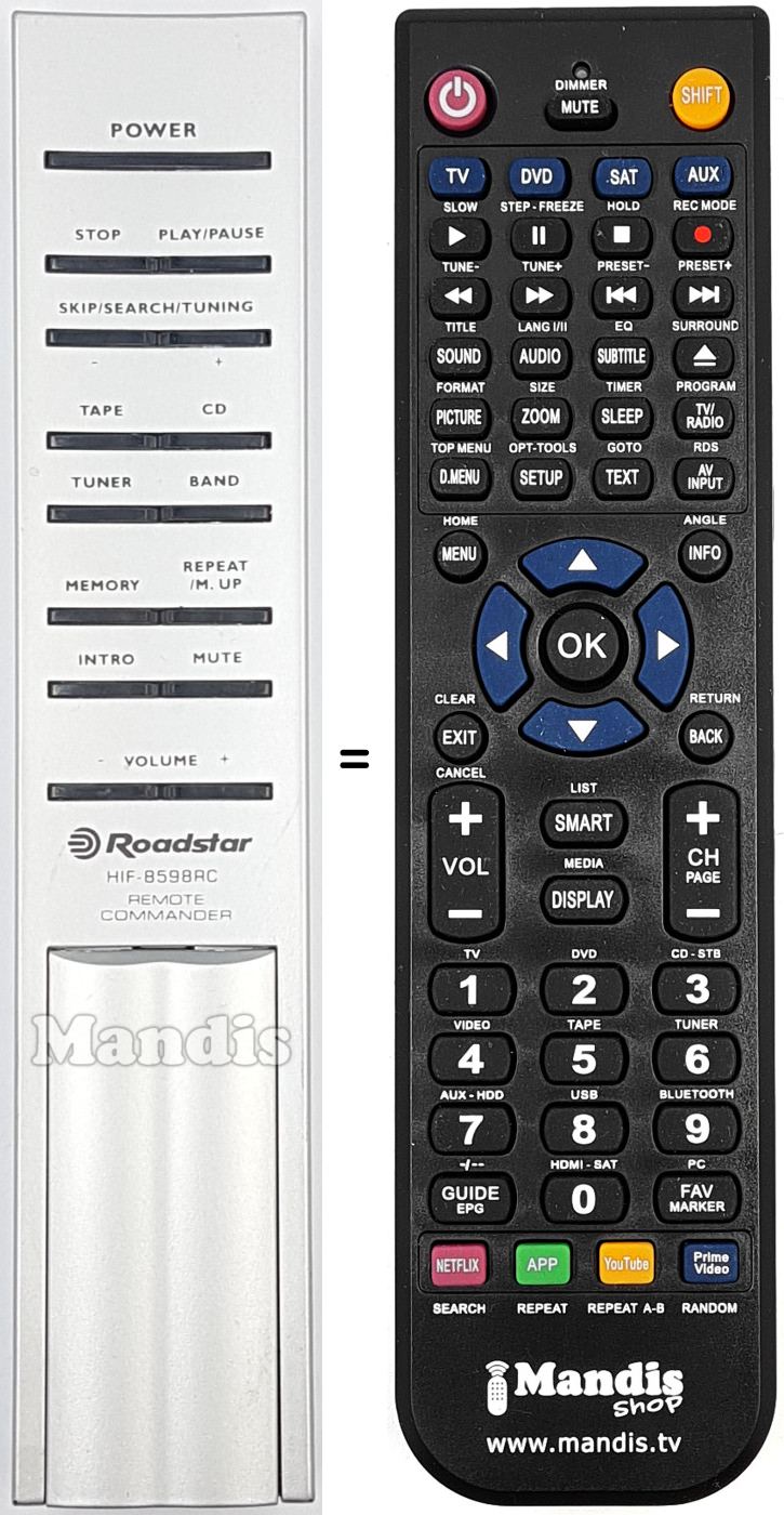 Télécommande équivalente HIF-8598RC