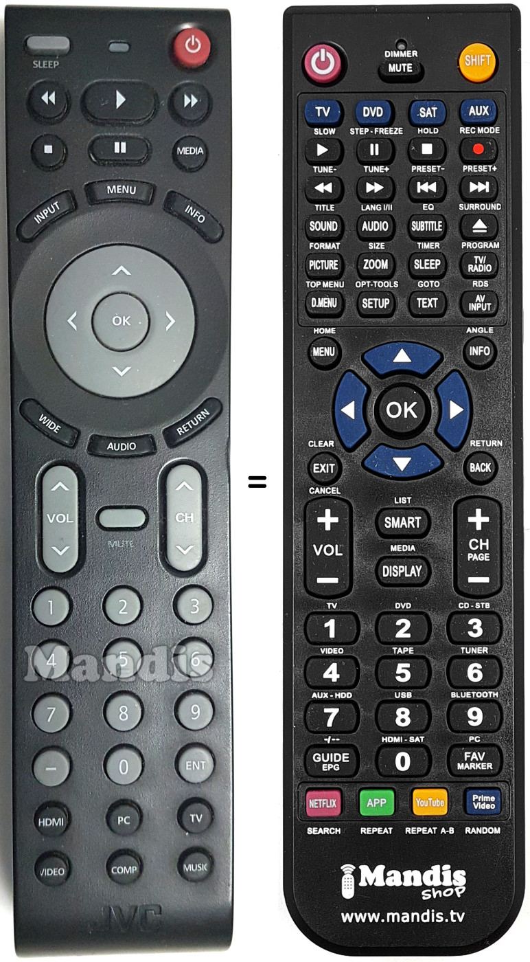 Télécommande équivalente JVC EM32T
