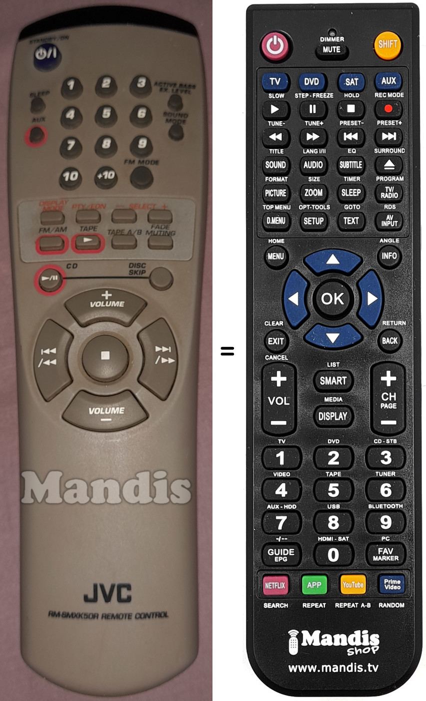 Télécommande équivalente JVC RM-SMXK50R