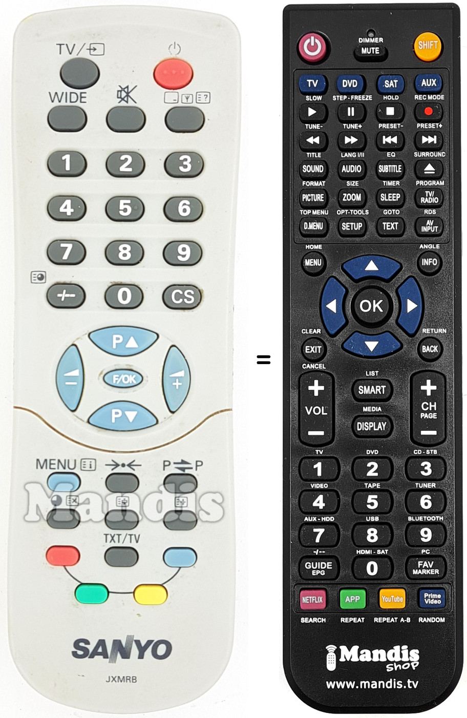 Télécommande équivalente Sanyo JXMRB