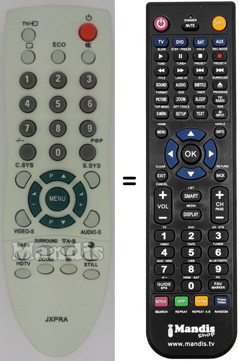 Télécommande équivalente JXPRA
