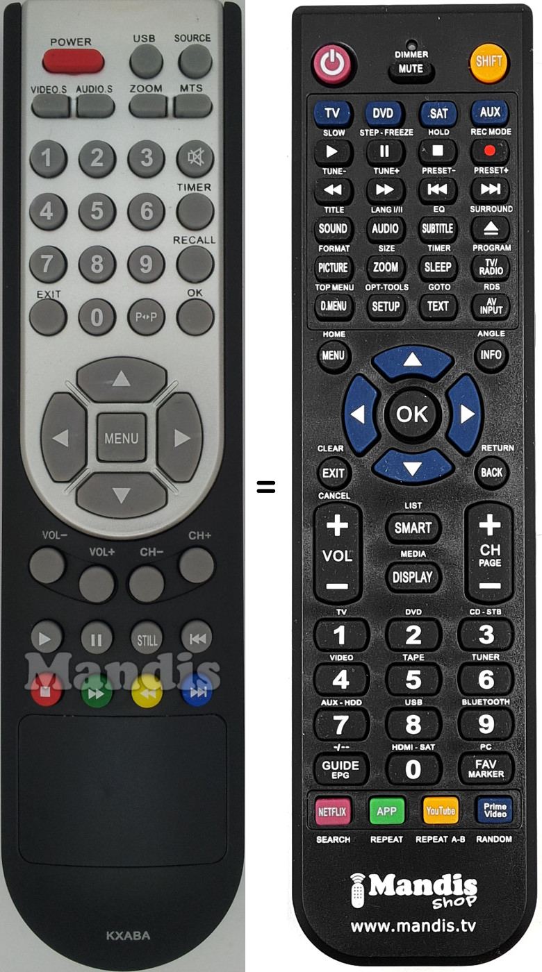 Télécommande équivalente KXABA