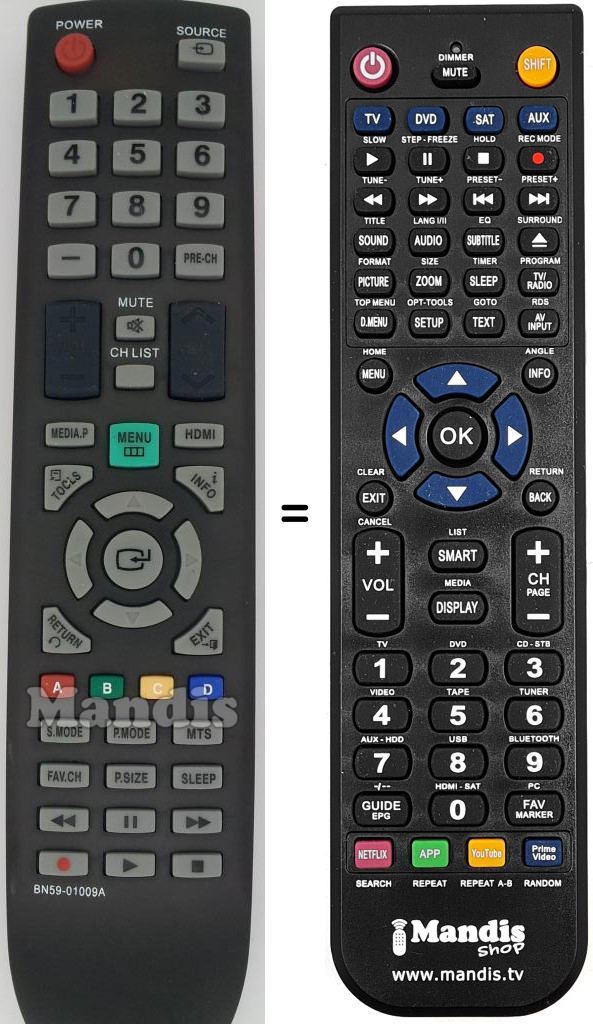 Télécommande équivalente Samsung BN59-01009A