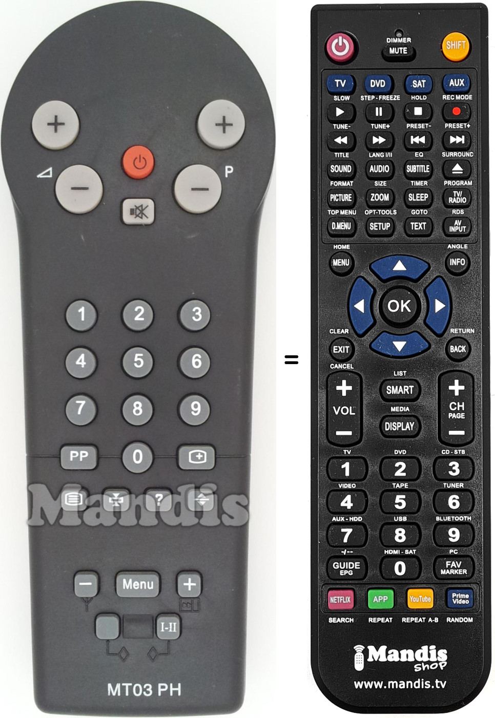 Télécommande équivalente MT03PH