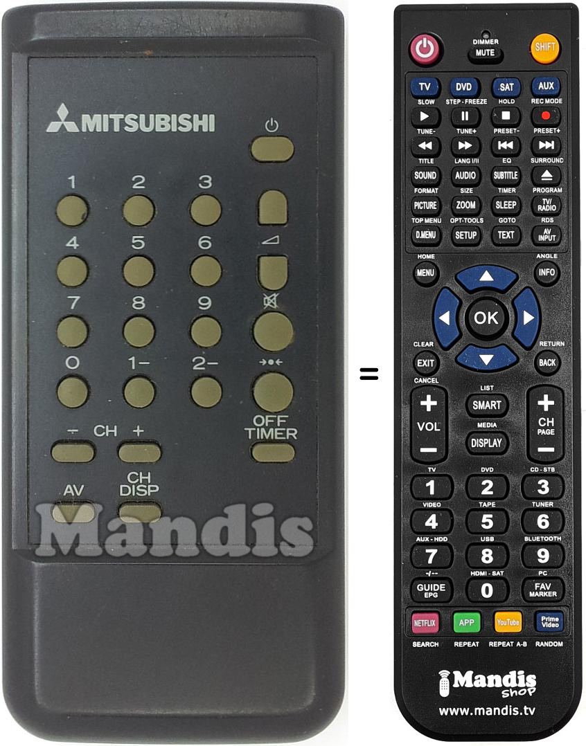 Télécommande équivalente Mitsu001 Télécommande équivalente Mitsu001