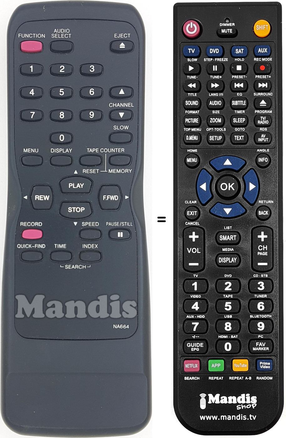 Télécommande équivalente NA664