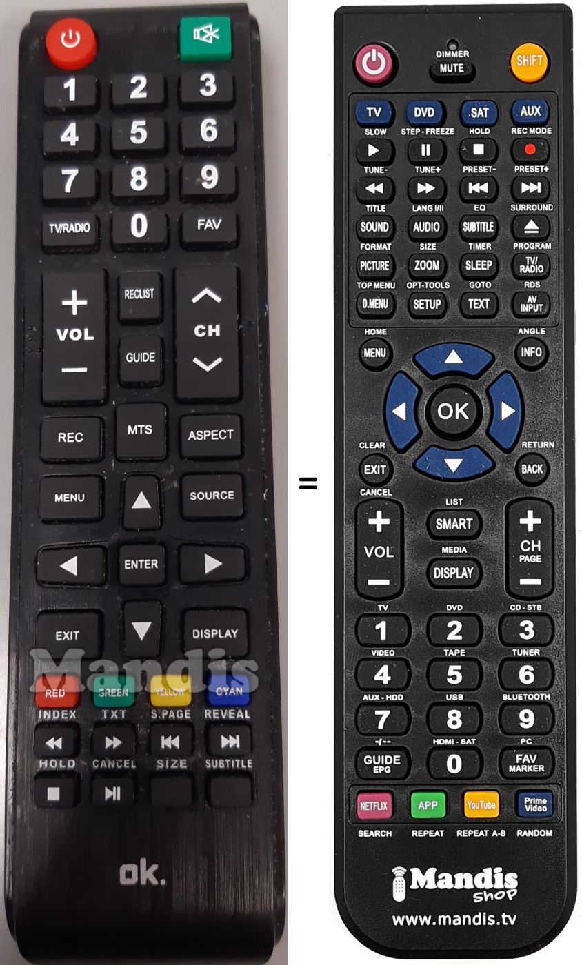 Replacement remote control ODL40673FNSB-2