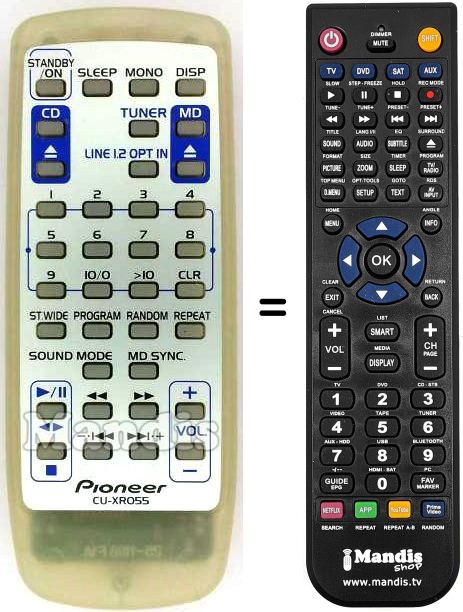 Télécommande équivalente Pioneer CU-XR055